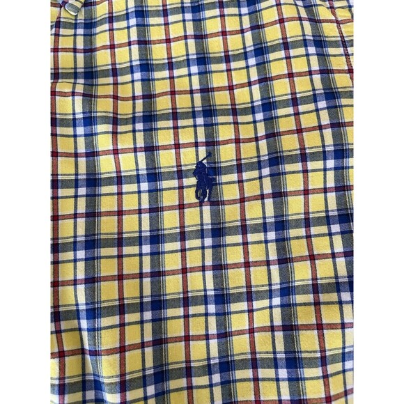 Ralph Lauren Shirt Men's Size M Yellow Plaid Denim Lined Long Sleeve Button Down - Picture 1 of 16